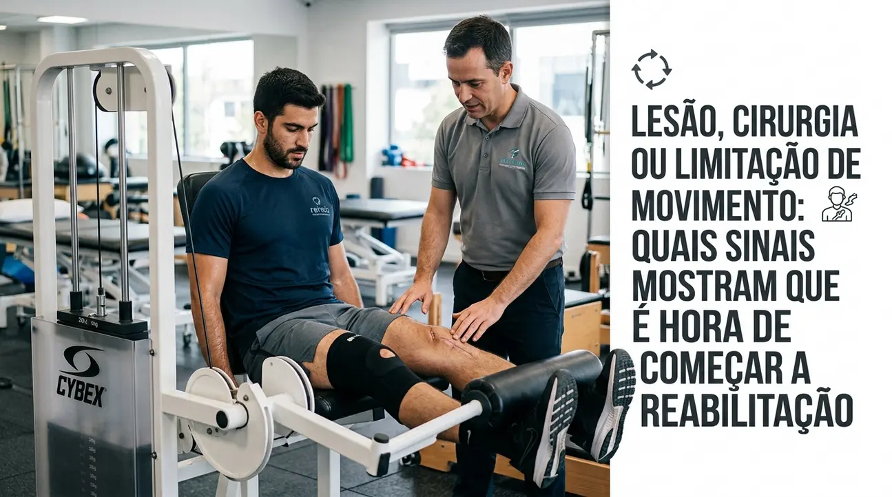 Reabilitação: profissional auxiliando paciente com movimento