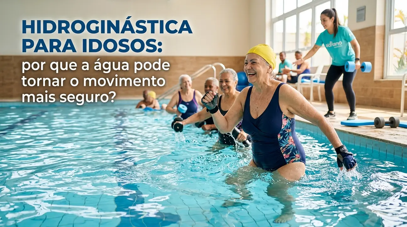 Hidroginástica para idosos em piscina aquecida - exercício seguro